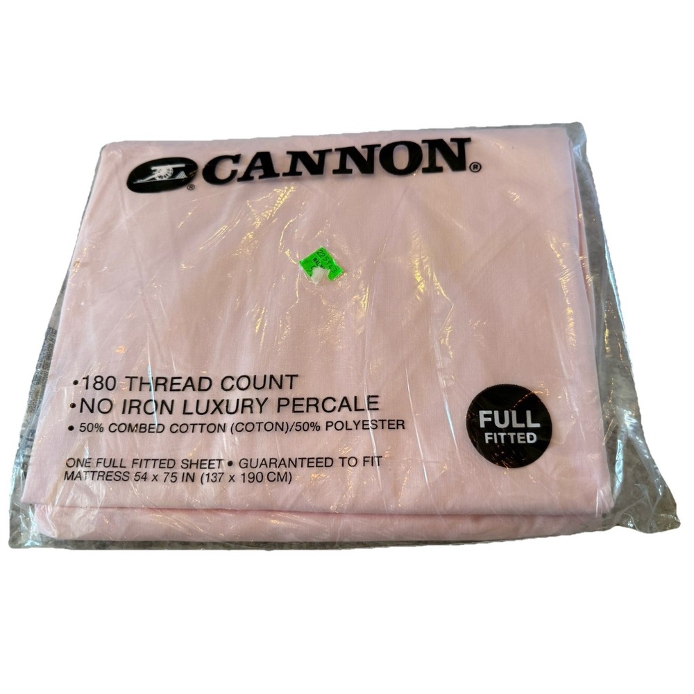 Cannon Sheet Set Full Size Fitted Flat  180 Thread Count Pink Rose New - Picture 5 of 5